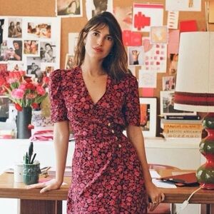 Rouje Gabin Dress Rosier Rouge Sz 36